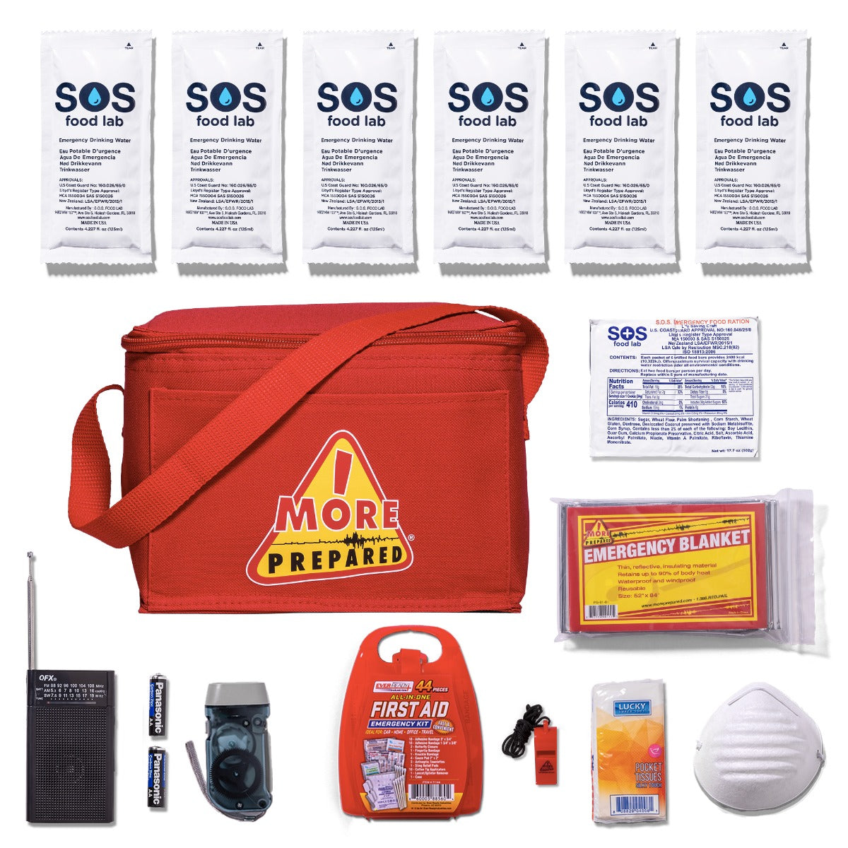 1 Person Survival Kit in Cooler Bag - Shortened Shelf Life
