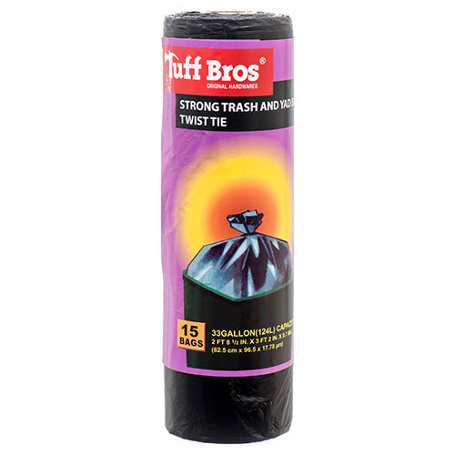 Tuff Bros 33 gallon black trash bag - 15 roll