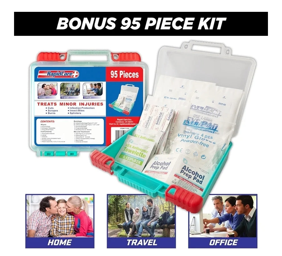 Rapid Care 315 Piece Trauma/Outdoor Kit w/ Bonus 95 Piece First Aid Kit