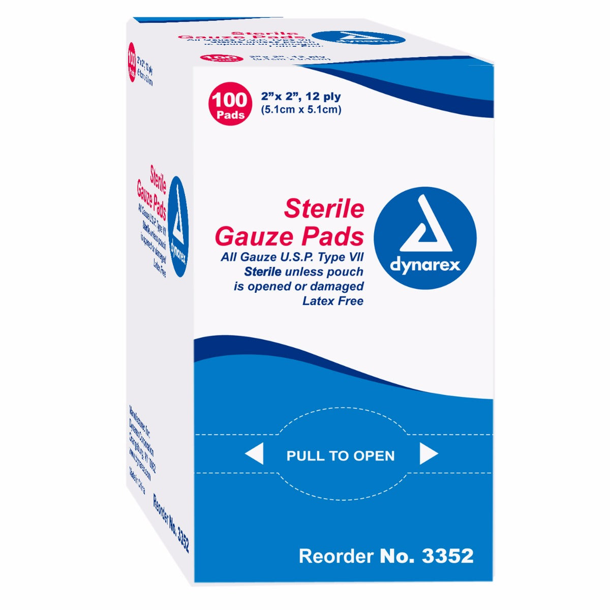 Box of Dynarex 3352 2" sterile gauze pads