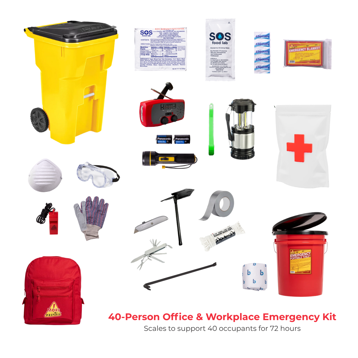 40-Person Office & Workplace Emergency Kit in Rolling Bin