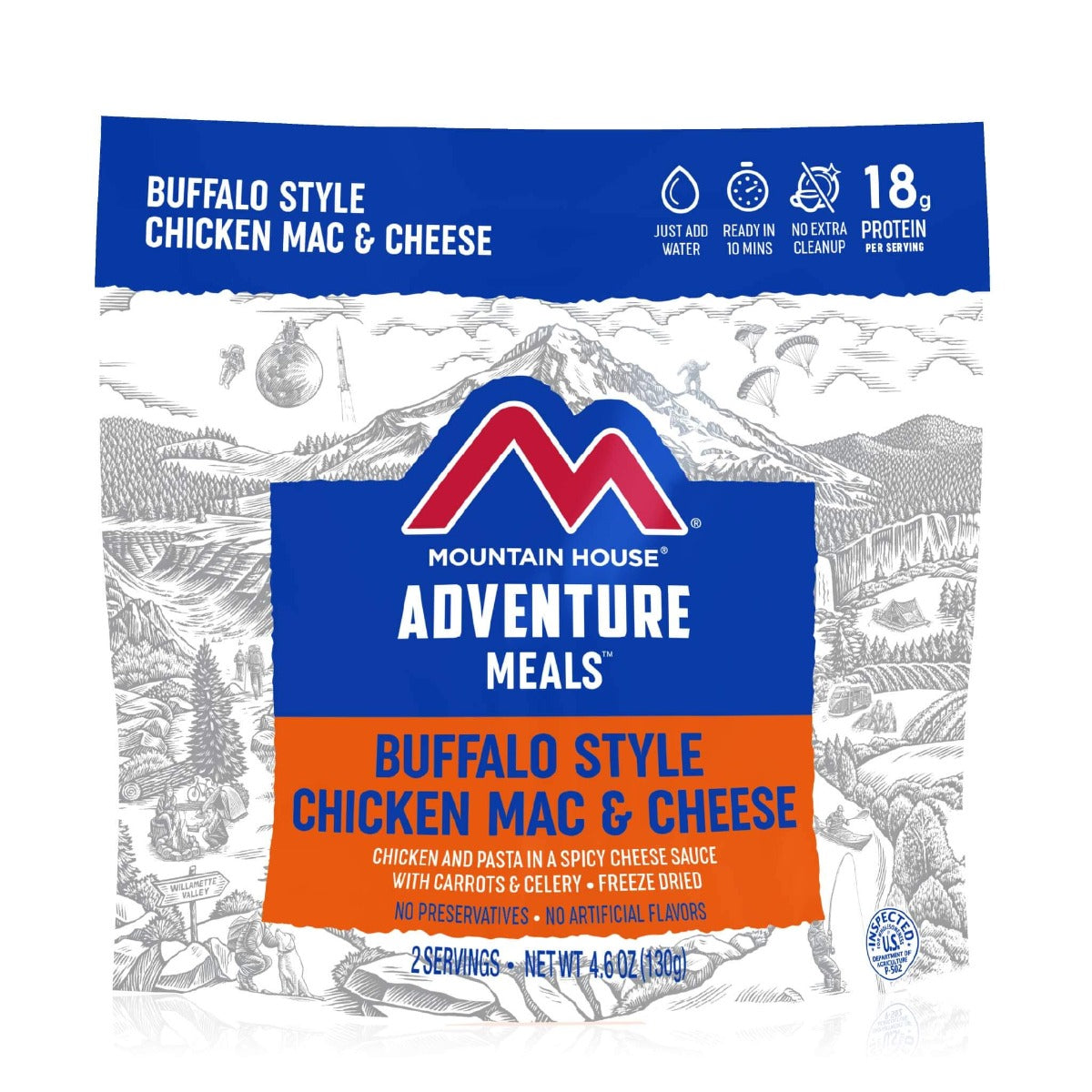 Mountain House buffalo style chicken mac and cheese pouch