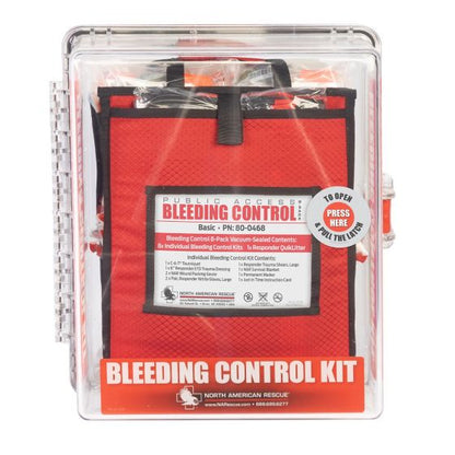 NAR Basic Public Access Bleeding Control Stations - 8 Pack in Clear Station - Vacuum Sealed