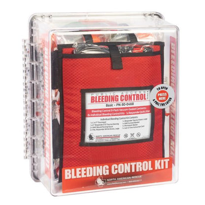 NAR Basic Public Access Bleeding Control Stations - 8 Pack in Clear Station - Vacuum Sealed