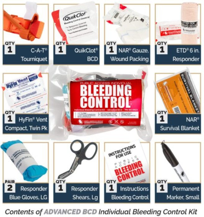 NAR Individual Bleeding Control Kit - Advanced BCD, Vacuum Sealed