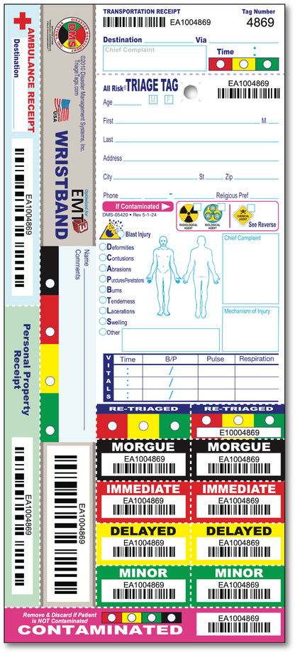 National Standard Triage Tags, With Patient Wristband- 50 ct