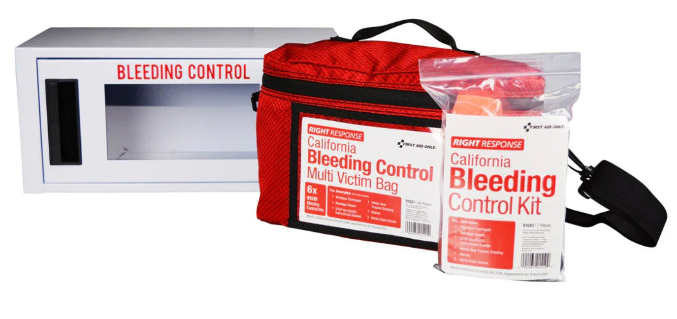 First Aid Only California Regulation AB2260 Bleed Control Cabinet with Multiple Victim Bag