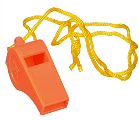 Orange Plastic Whistle with Lanyard