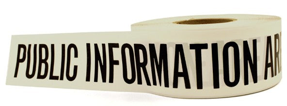 Public Information Area Barricade Tape - White, 3" x 1000'