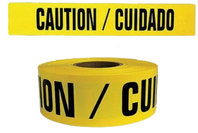 Spanish "CUIDADO" Barricade Tape - Yellow 3" x 1000'