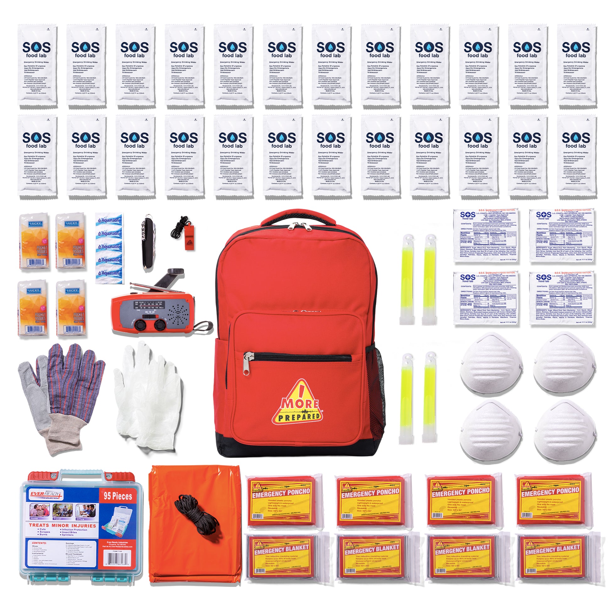 More Prepared 4 Person Premium Backpack Survival Kit