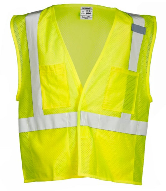 Kishigo 1083 Mesh Vest ANSI/ISEA 107-2020 Class2 Type R 4 Pocket Lime L