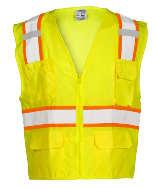 Kishigo 1163-L Solid Front w/Mesh Back Vest ANSI/ISEA 107-2020 Class 2 Typer R Lime L