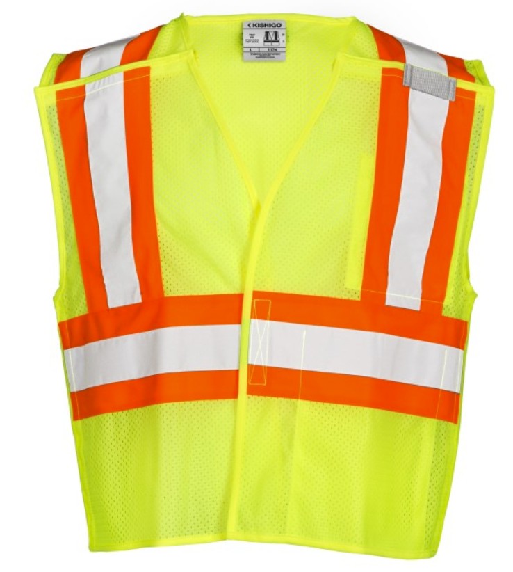 Kishigo 1174 Breakaway Vest ANSI/ISEA 107-2020 Class 2 Type R 2 Pocket Lime L