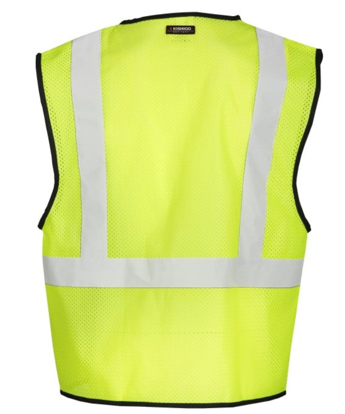 Kishigo 1193 Economy Mesh Vest ANSI/ISEA 107-2020 Class 2 Type R 1 Pocket Lime L-XL