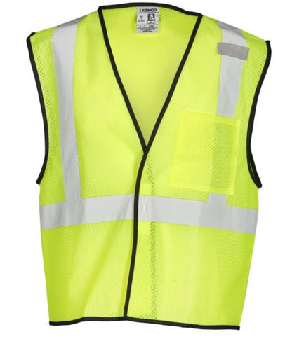 Kishigo 1193 Economy Mesh Vest ANSI/ISEA 107-2020 Class 2 Type R 1 Pocket Lime L-XL