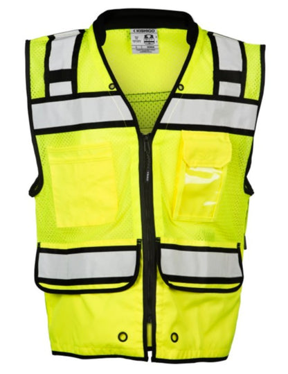 Kishigo S5004 High Performance Surveyors Mesh Vest ANSI/ISEA 107-2020 Class Type R Lime L