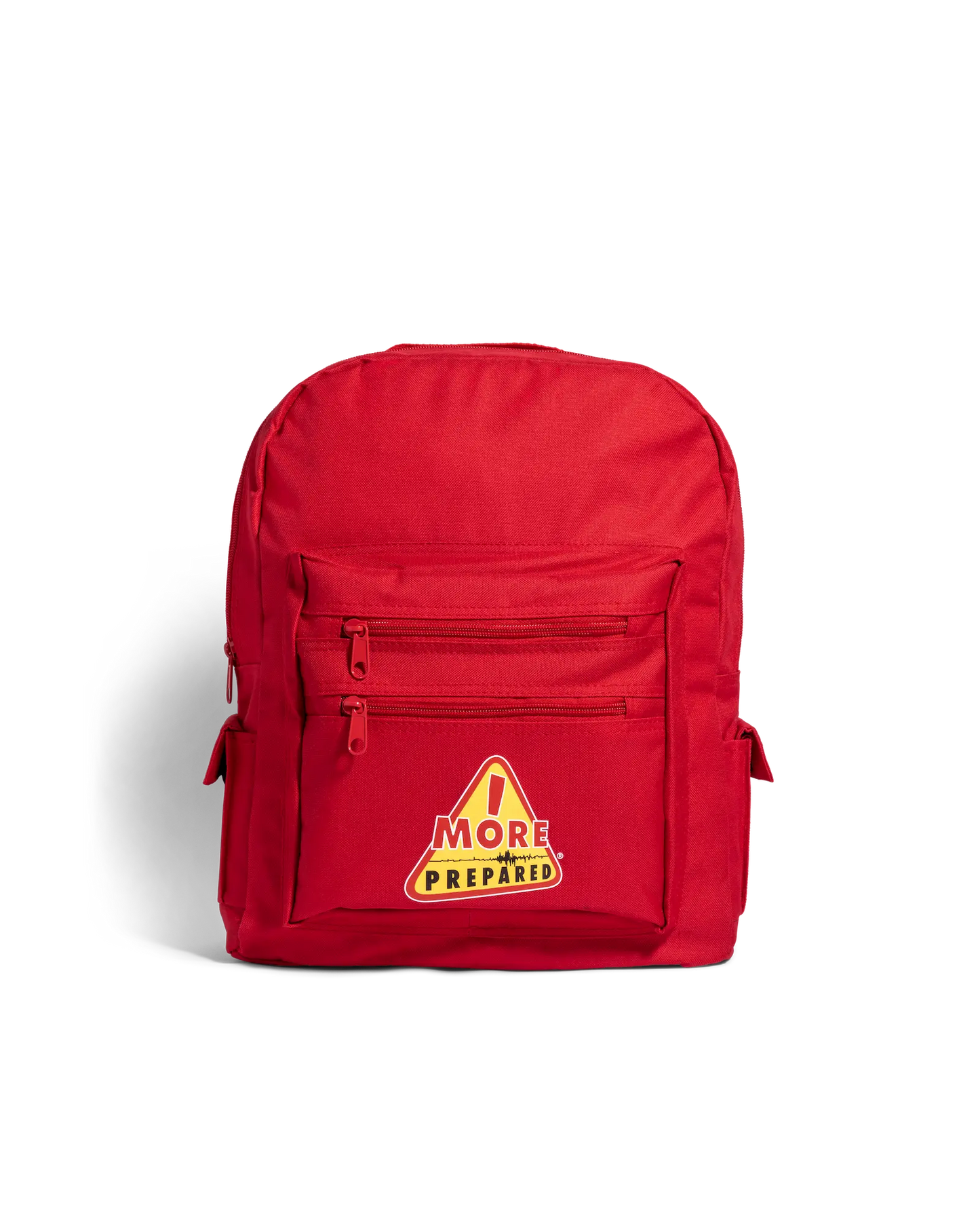 Red Backpack with More Prepared Logo
