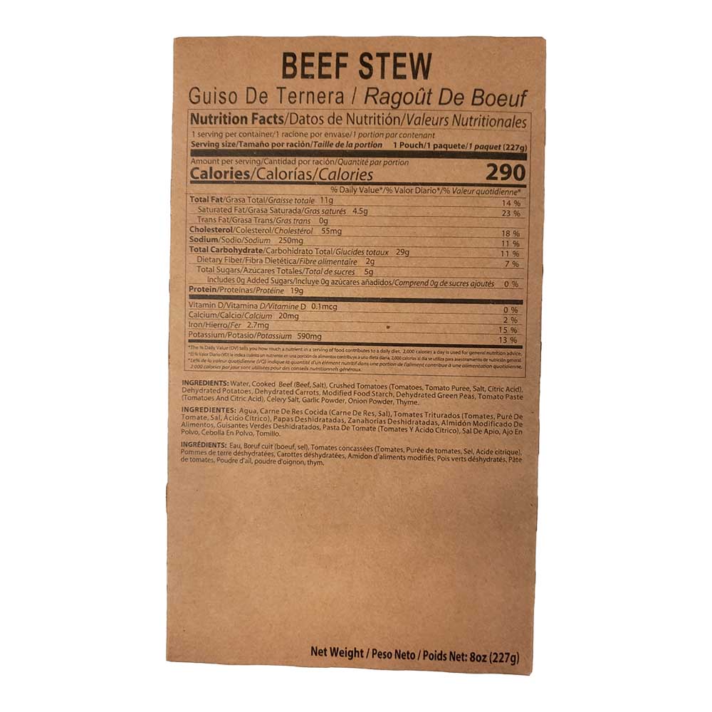 MRE Star Beef Stew Individual Meal No Heater