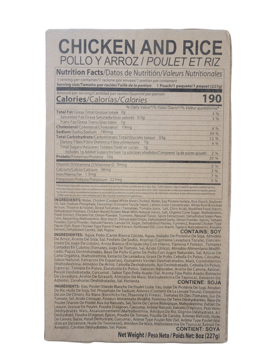 MRE Star Chicken & Rice Individual Meal No Heater