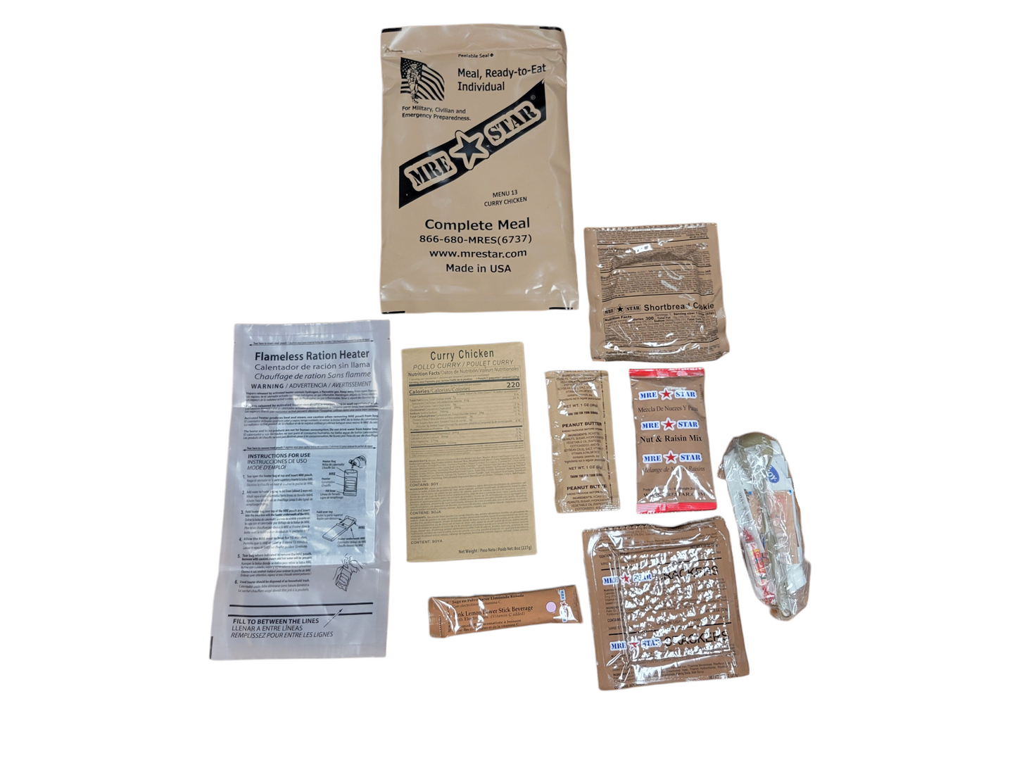 MRE Star with Heater - Single Meal Curried Chicken