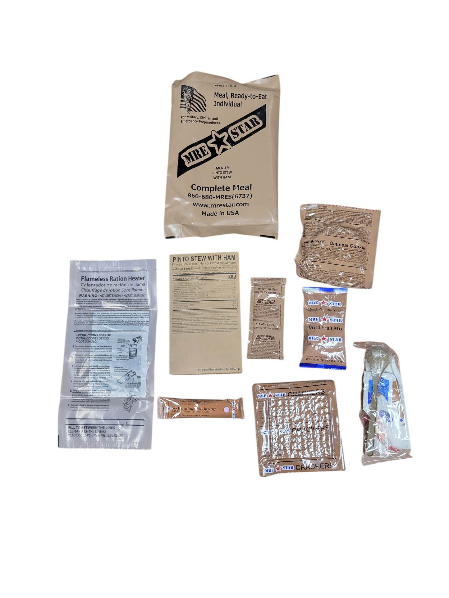 MRE Star with Heater - Single Meal Pinto Stew with Ham