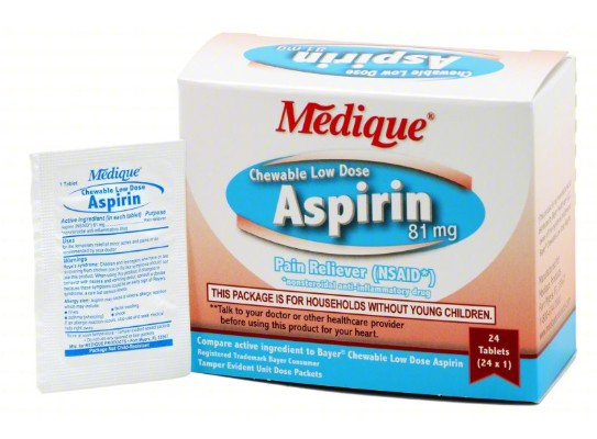 Medique Aspirin 81mg Chewable Tablets - Shortened Shelf Life
