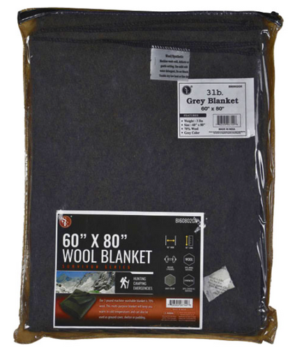 60% Gray Wool Blanket - 60" x 80"