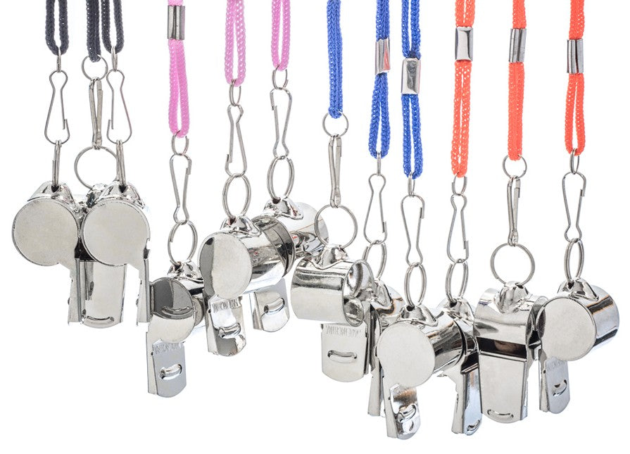Metal Whistles - 12 Pieces, Assorted Colors
