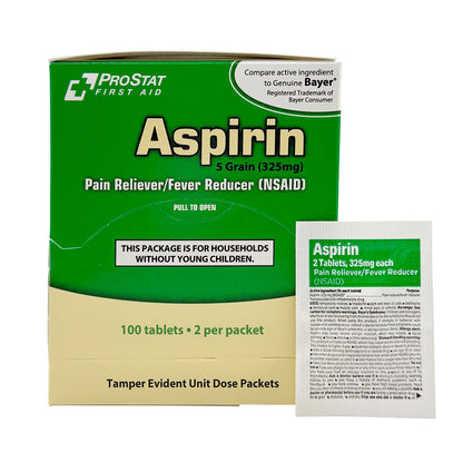 ProStat Aspirin - Box of 100, 325mg - Shortened Shelf Life