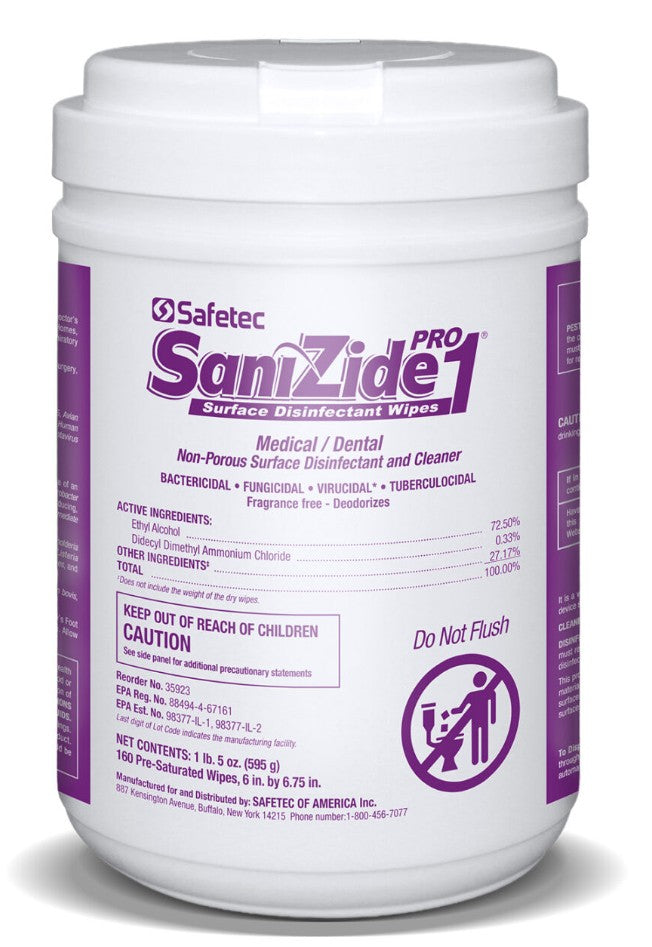 Safetec SaniZide Pro 1® Surface Disinfectant Wipes