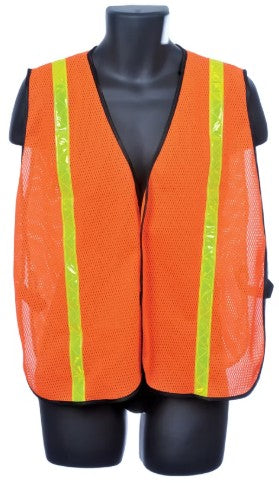 Safety Mesh Vest with Stripes Orange