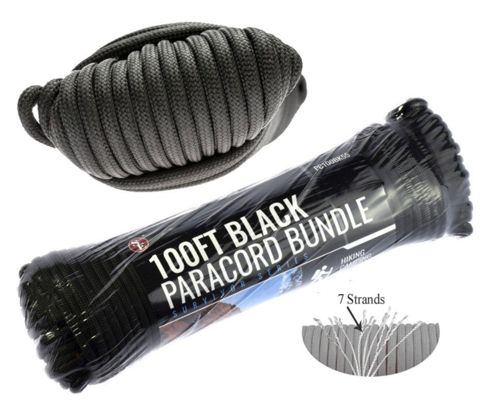 Sona Black Paracord 550lb Strength - 100'
