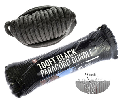 Sona Black Paracord 550lb Strength - 100'