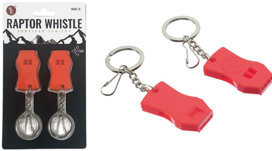 Pealess Whistles w/Key Chain & Zipper Ring - 115db (Pack of 2)