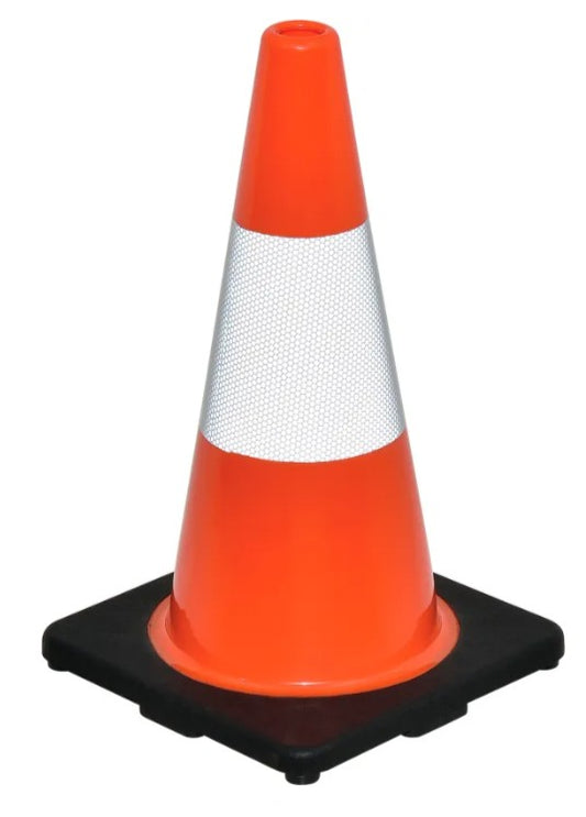 18" Orange Traffic Cone with Reflective Stripe
