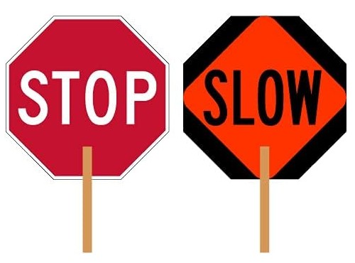Stop/Slow Traffic Control Paddle — 18" Sign with Handle