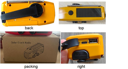 Weather Radio NOAA, AM/FM, Solar, Hand Crank, LED Flashlight