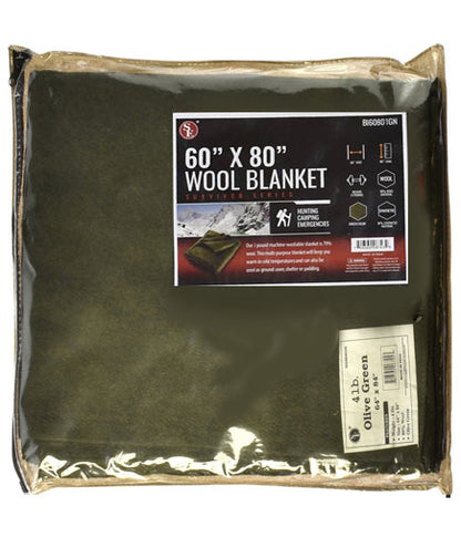 60% Green Wool Blanket - 60” x 80”