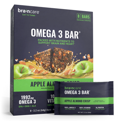 Nutrient Survival Braincare Omega 3 Bar - Apple Almond Crisp - Box of 8