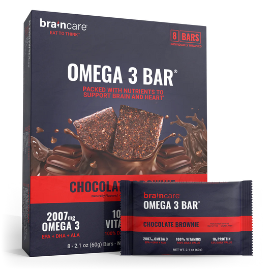 Nutrient Survival Braincare Omega 3 Bar - Chocolate Brownie - Box of 8