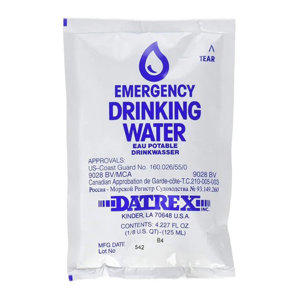 Datrex Emergency Drinking Water 4.227 oz (125 ml) Pouch