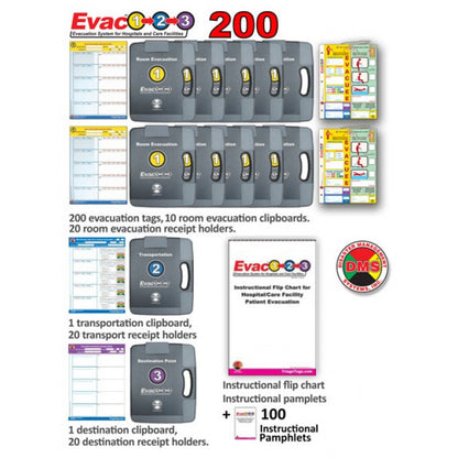Evac123® Large Hospital/Facility Evacuation 200 Package - Choice of Standard or Pediatric Evacuation Tags
