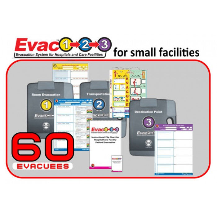 Evac123® Small Hospital/Facility Evacuation 60 Package - Choice of Standard or Pediatric Evacuation Tags