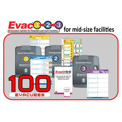 Evac123® Mid-Sized Hospital/Facility Evacuation 100 Package - Choice of Standard or Pediatric Evacuation Tags