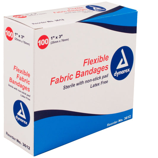 Box of Dynarex 3612 1" flexible fabric bandages 