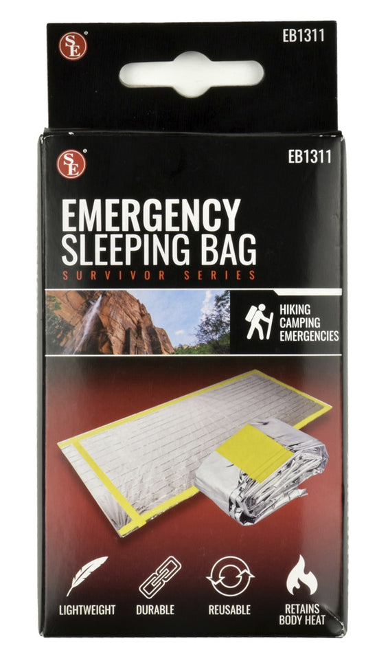 box containing Sona Enterprises' emergency sleeping bag