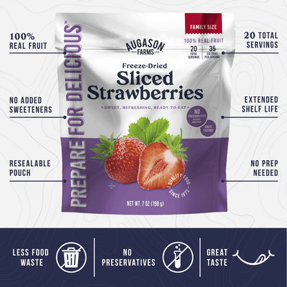 Freeze Dried Sliced Strawberries Family Size Pouch, 20 Servings