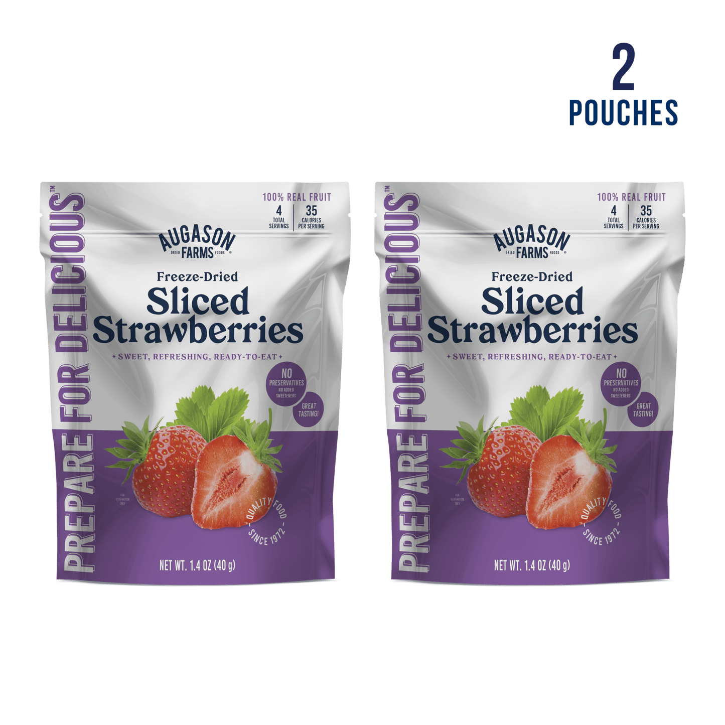 Freeze Dried Sliced Strawberries Pouch, 4 Servings