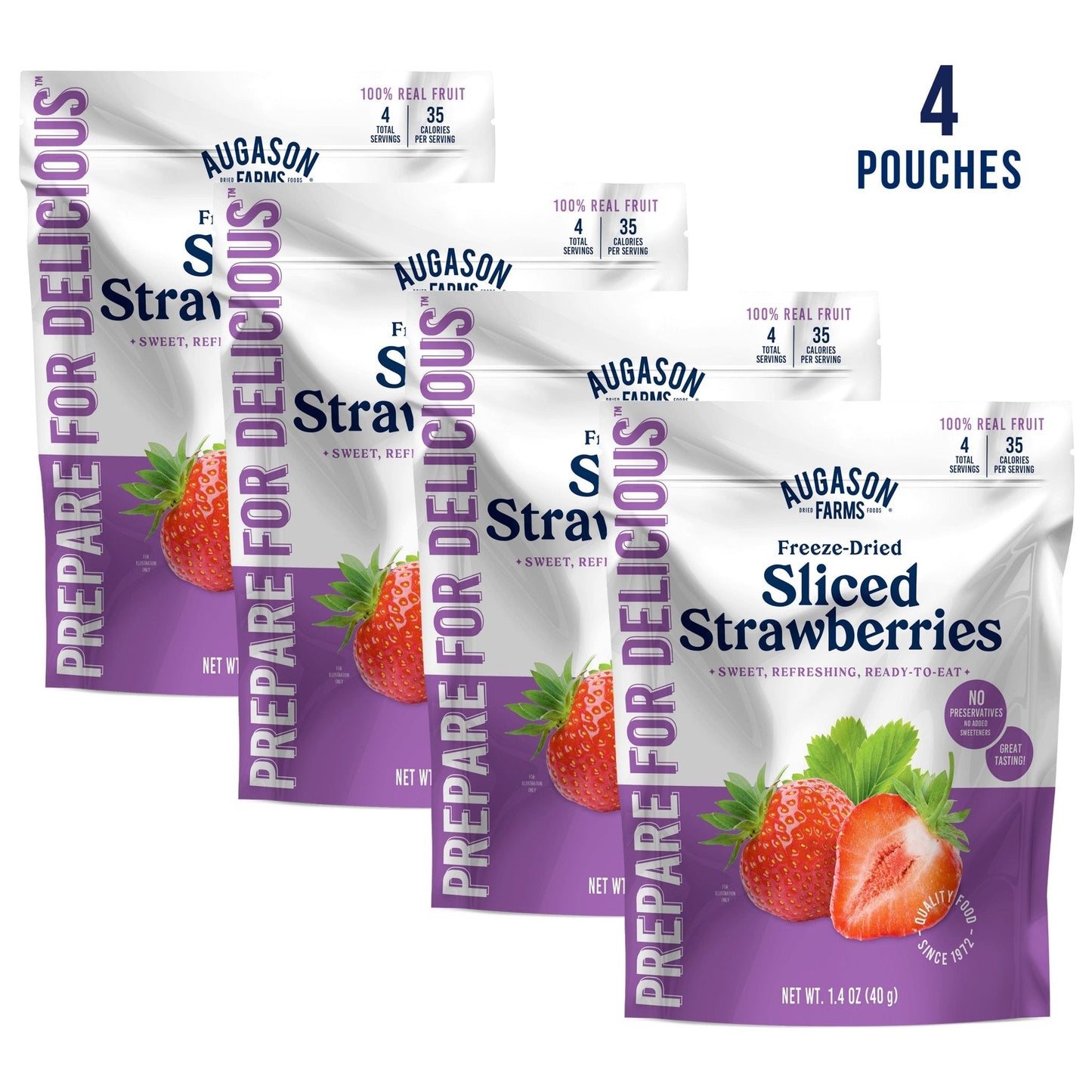 Freeze Dried Sliced Strawberries Pouch, 4 Servings